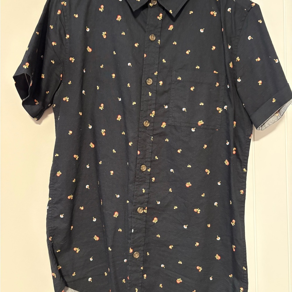 On the Byas Black Floral Casual Button-Down Shirt